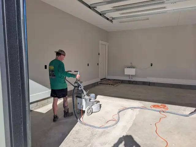 Diamond grinder on a garage slab