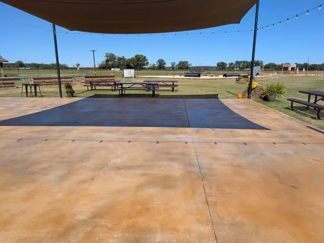 Coated slab at an outdoor gathering area