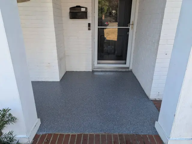 Dark gray coated front porch