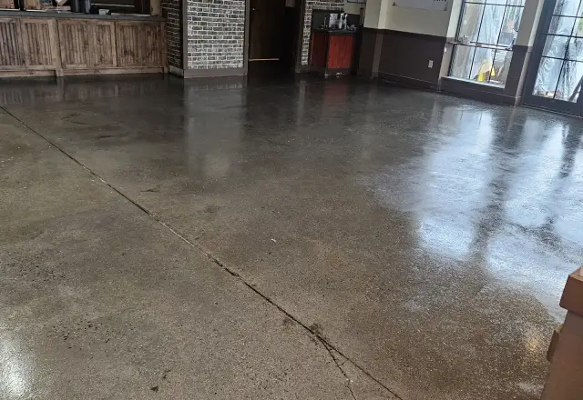 Ground and sealed concrete in a public building lobby