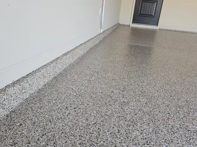 Bright interior with a light flake floor