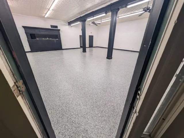 Coated floor in a commercial entry hall