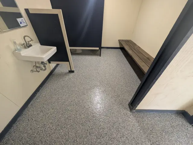 Textured floor in a commercial restroom